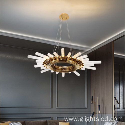 Indoor Hotel Villa Round Glass Led Chandelier Pendant Light